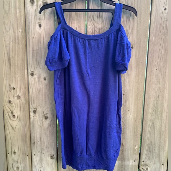 Candy Couture Blue Womens Top With Gold Design LG - Picture 3 of 4